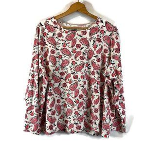 Lands End 2X Floral Paisley Women's Swim Top/Rash Guard